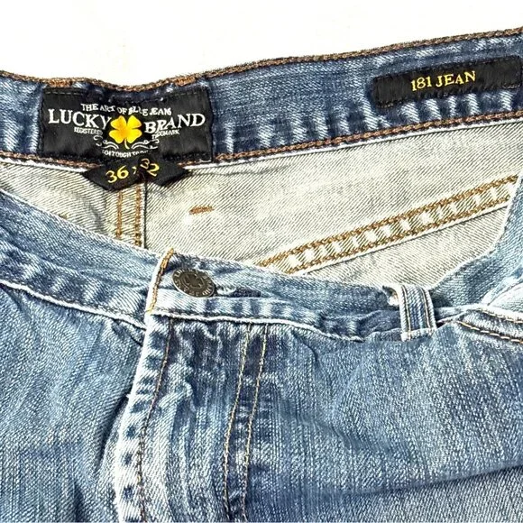 Lucky Brand 181 Relaxed Straight Mens Jeans 36x32 Medium Wash Denim Cotton - Picture 3 of 8